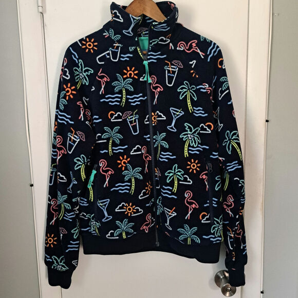 chubbies Other - Chubbies Neon Lights Flamingo Palm Tree Full Zip Fleece Jacket Men's Large